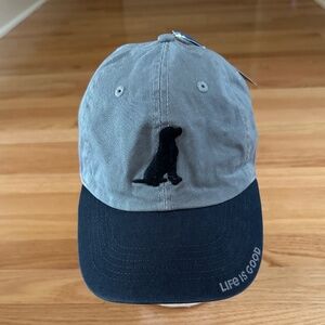 NWT Life is Good Hat Cap Gray Blue Black Dog